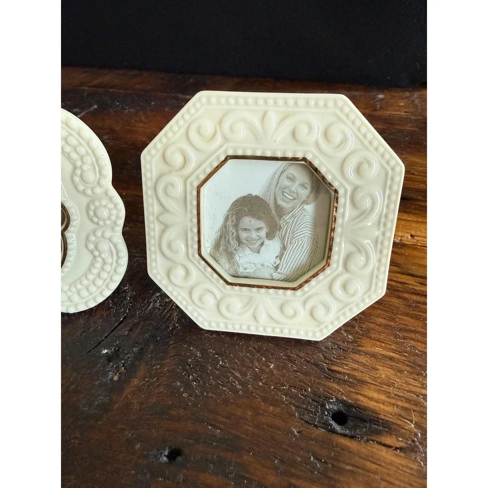 Vintage Lenox Pair Mini Photo Frames, Porcelain Photo Frames set of 2